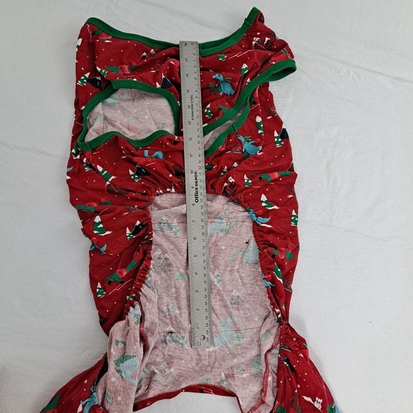 Dog Pajamas Pj's Winter Dinosaur Snow Pattern Red Green XL - Picture 7 of 7